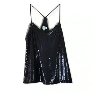 Olsenboye Black Sequined Dressy Racer Back Cami